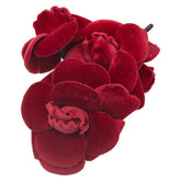 シャネル カメリア ブローチ ワインレッド ベロア レディース CHANEL 【中古】